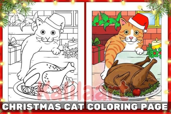 Christmas Cat Coloring Page 10: A Strategic Tool for Stress-Free Holidays and Creative Business Assets