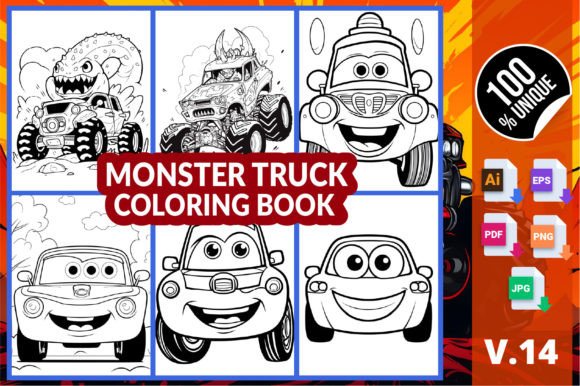 Monster Truck Coloring Book V.14: Versatile KDP-Ready Printables for All Ages