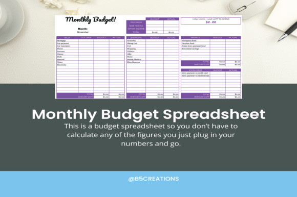Monthly Budget Spreadsheet Planner